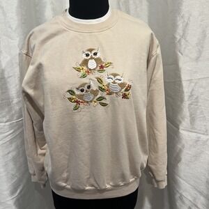 "Cracker Barrel"- Morning Sun - Owl Embroidered Sweatshirt Size - L.  Large‎